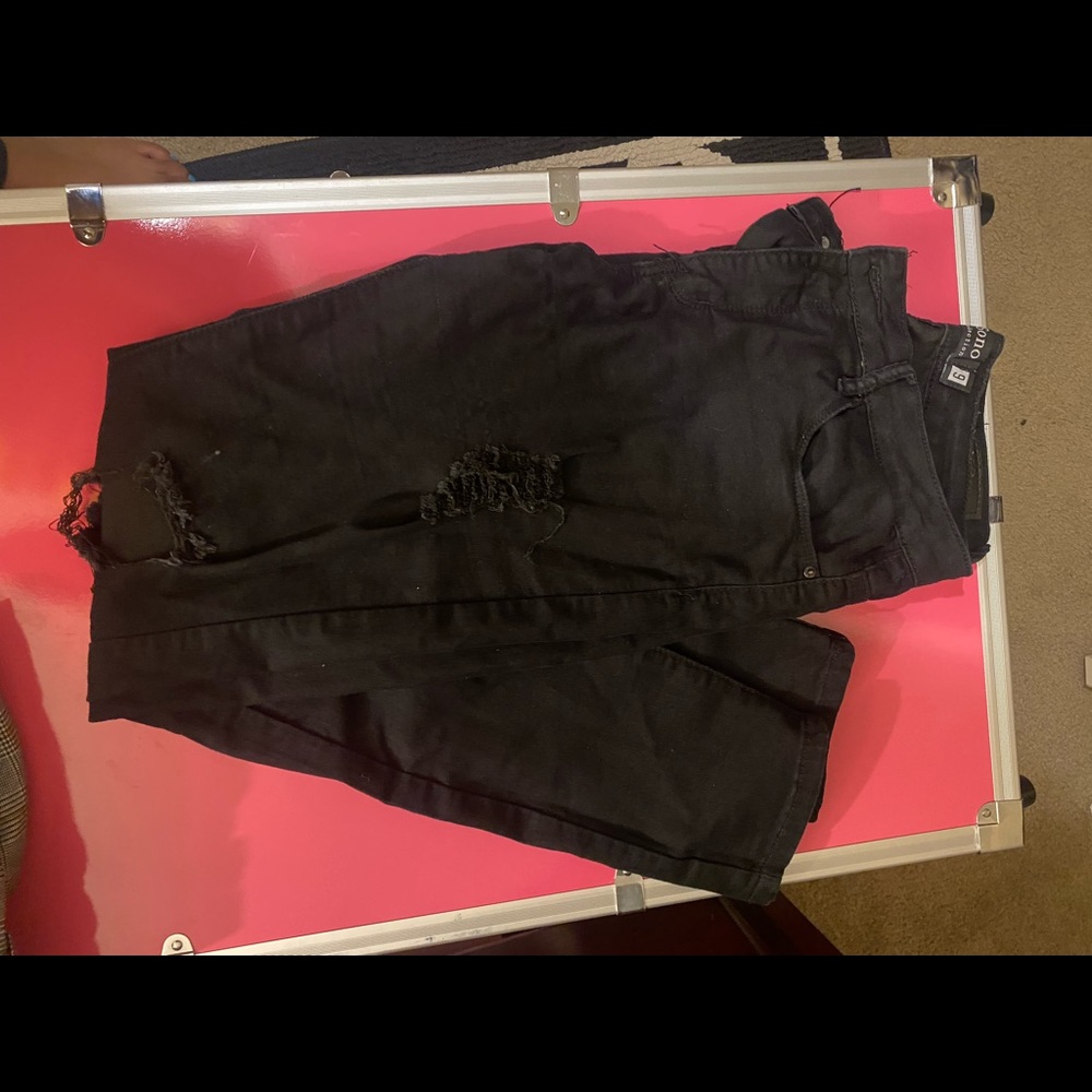 Black distressed jeans